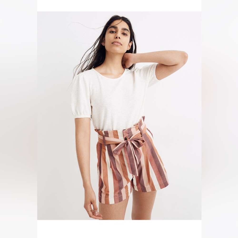 Madewell Rainbow Stripe paperbag short